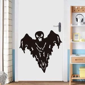 Black spooky ghost Halloween wall decal and removable door sticker for home decoration