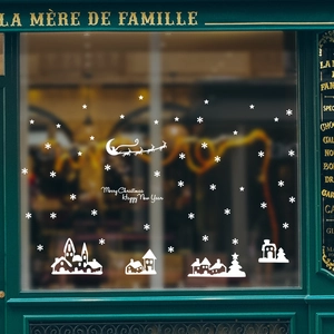 Stickers de Noël blancs pour vitrine avec flocons et traîneau pour décor de fête