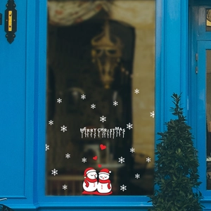 Christmas window stickers with snowmen and Merry Christmas text for glass decor