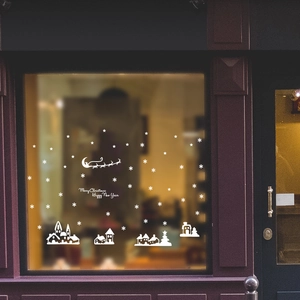 Stickers de Noël blancs avec flocons et Père Noël pour décoration de vitrine
