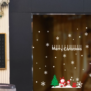 Weihnachtsfensteraufkleber Set mit Weihnachtsmann und Schneemann auf Glasgrund