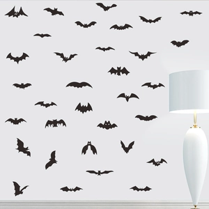 Schwarze Halloween Fledermaus Wandaufkleber in verschiedenen Größen für gruselige Deko