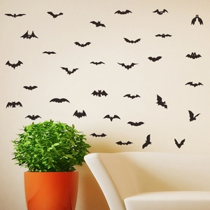 3D Fledermaus Wandaufkleber Set für Halloween Dekoration im modernen Wohnzimmer