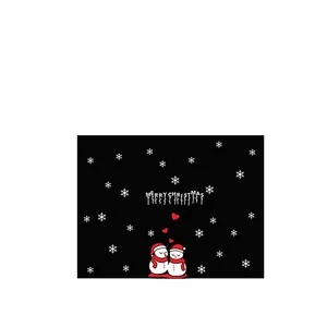 Detail showing dimensions of Merry Christmas wall sticker with snowman and snowflakes