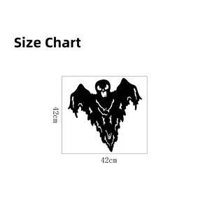 Size diagram of a 42cm black ghost wall sticker for Halloween home decorations
