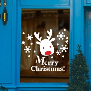 Christmas Reindeer Snowflake Window Sticker Merry Christmas Wall Decal PVC Glass Door Decoration For Shop Home FX6012