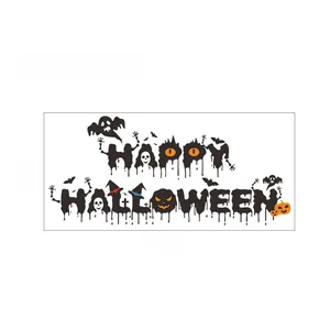 Détail de sticker mural Halloween avec fantôme et citrouille mesurant 93cm x 42cm