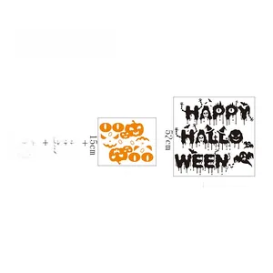 Dimensions du sticker Halloween montrant le texte Happy Halloween et les citrouilles