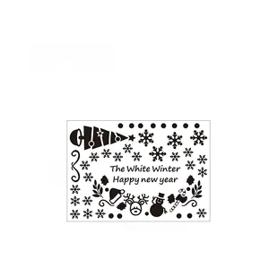Detail showing layout of Christmas wall decals with snowflakes and reindeer silhouettes