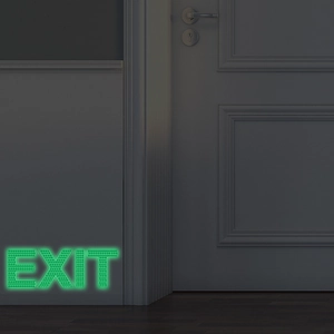Autocollant mural lumineux EXIT avec lueur verte et motif de texture en nid d'abeille