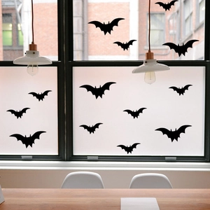 Halloween bat wall decals for home decor with various sizes of black bat silhouettes