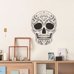 Black Day of the Dead sugar skull wall decal sticker for home interior decoration