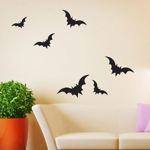Detailed black bat wall stickers in various sizes for Halloween home wall decoration