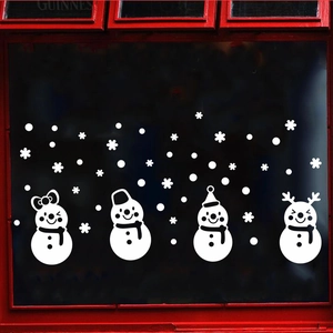 Christmas Snowman Snowflake Window Cling Stickers Static PVC Winter Xmas Glass Decals For Home Shop Festive Window Decor
