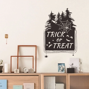 Halloween wall sticker featuring a spooky tree, bats and Trick or Treat silhouette design