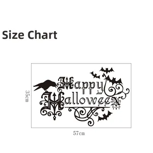 Maßangaben für Halloween Wandtattoo mit Raben und Fledermäusen aus PVC 57x35cm
