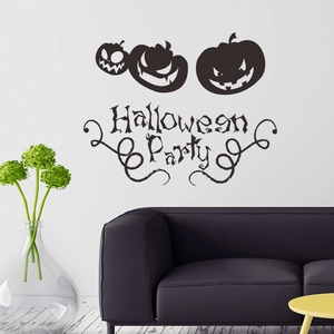 Halloween Party wall decals featuring matte black pumpkin silhouettes for home decoration