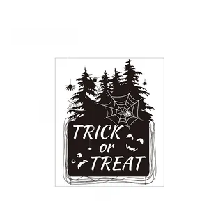 Macro layout of Halloween Trick or Treat wall stickers with bats, trees and spiders