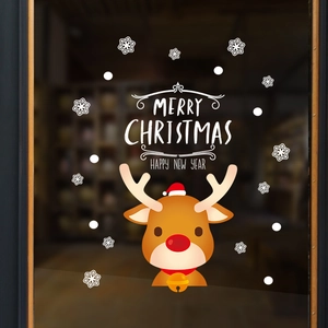 Stickers de Noël pour fenêtre avec renne, flocons de neige et messages de fête