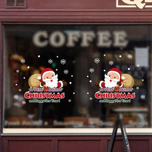 Stickers de Fenêtre de Noël Père Noël Flocons de Neige PVC Décoratifs Festifs Autocollants Porte en Verre Pour Magasin Maison