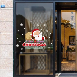 Stickers de Noël avec Père Noël et flocons pour décoration festive de porte vitrée