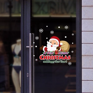 Autocollants de Noël pour vitrines avec Père Noël et neige pour décoration de porte en verre