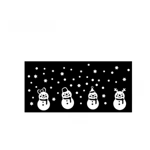 Detail view of cartoon snowman and snowflake wall stickers with 92.2cm x 42.2cm dimensions