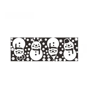 Christmas wall decal layout 57x20cm featuring cartoon snowman reindeer and snowflakes