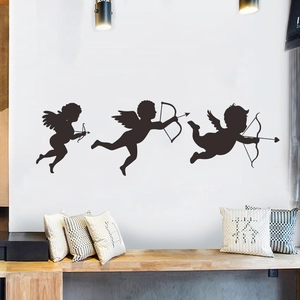 Valentine's Day Cupid silhouette wall stickers on a modern living room white wall decor