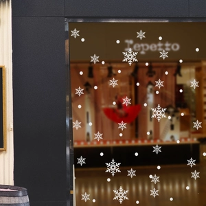 Christmas snowflake window decals and white polka dot stickers for winter holiday glass decor