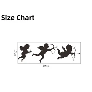Size chart for black Cupid silhouettes wall stickers measuring 42cm width by 13cm height