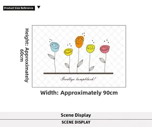Guide des dimensions détaillé pour sticker mural cuisine PET fleurs colorées 90x60cm