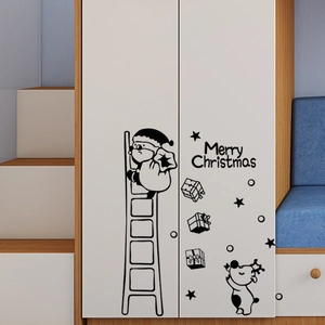 Black silhouette Christmas wall decals with Santa, reindeer and Merry Christmas text