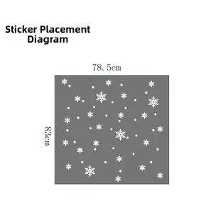 Detailed size schematic of Christmas snowflake window decals measuring 78.5cm by 83cm