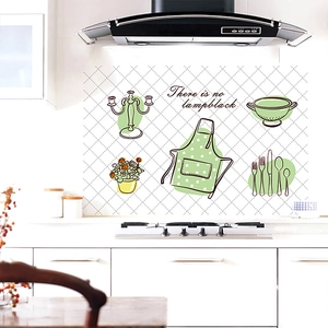 Kitchen PET oil-proof wall sticker with utensils design and no lampblack slogan
