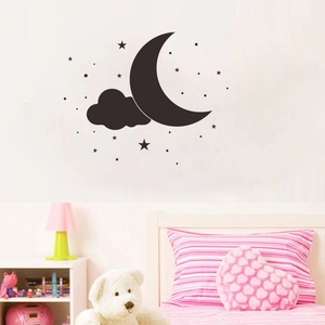 Nordic black moon and clouds wall stickers for kids bedroom nursery wall decoration