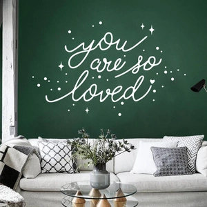 Sticker mural en vinyle blanc avec texte artistique You Are So Loved pour décor