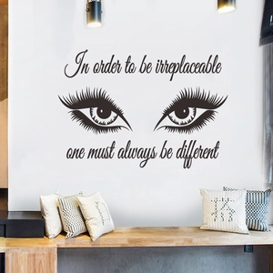 Sticker mural yeux artistiques avec citation motivante pour décoration de salon