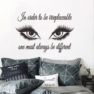 Sticker mural yeux artistiques avec citation inspirante pour déco de chambre