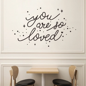 Sticker mural en vinyle noir 'you are so loved' avec étoiles pour décoration maison