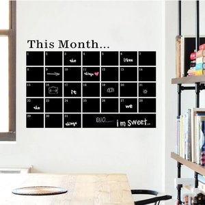 Minimalist Monthly Calendar Blackboard Wall Sticker with 31-day Grid for Home Office