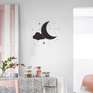 Nordic wall stickers with black moon, clouds and stars for kids' bedroom decoration