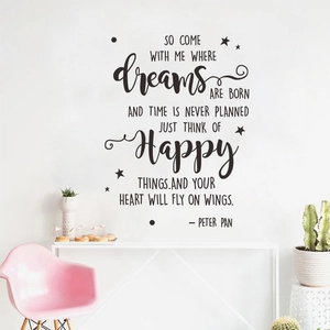 Inspirational English Quote Wall Sticker Dreams Happy Vinyl Decal PVC Removable Lettering For Bedroom Living Room Home Decor