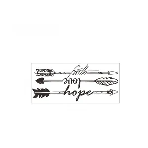 Minimalist black faith hope love wall decal with arrow graphics measuring 57cm x 24cm