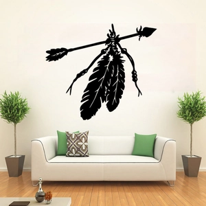 Bohemian black arrow feather wall decal sticker for modern living room home decor