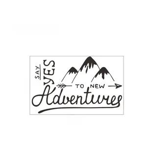 Detailed dimension layout of Adventure Mountain wall sticker measuring 57cm by 36cm
