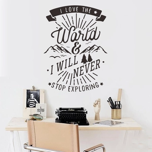 Adesivo da Parete in Vinile Never Stop Exploring Montagna Pino Ispiratore PVC Wall Sticker Per Casa Ufficio FX2021