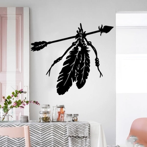 Indian arrow and feathers wall sticker with bohemian silhouette for home wall decor