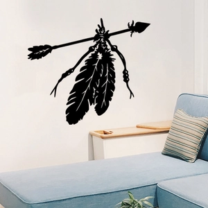 Minimalist Indian feather and arrow wall sticker for modern living room home decor