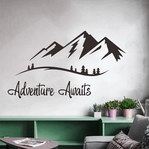 Adventure Awaits Mountain Forest Wall Decal Removable PVC Vinyl Sticker For Living Room Bedroom Home Wall Decoration